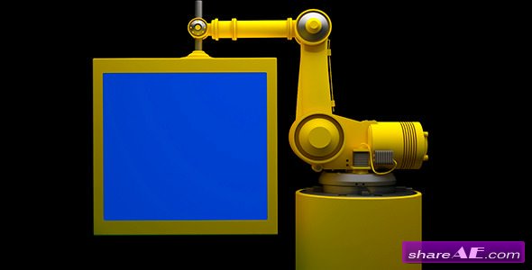 Robot and Monitor With Blue Screen - Stock Footage (Videohive)