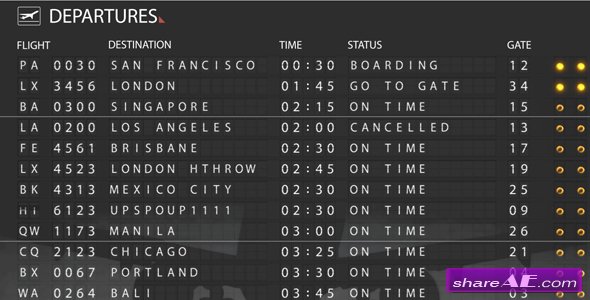 Airport Departure Board 121766 - After Effects Project (Videohive)