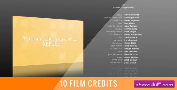 10 Film Credits - After Effects Project (Videohive)