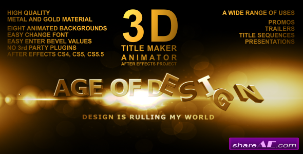3D Title Maker Animator - After Effects Project (Videohive)