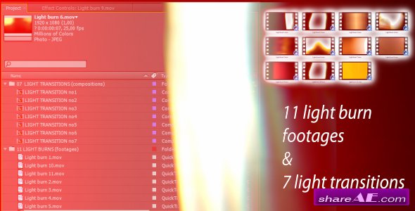 Light transitions & burns (AE CS4 & footages) - After Effects Project (Videohive)