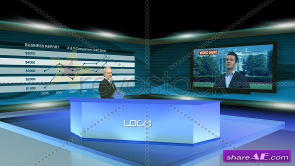 Virtual studio tv set after effects template