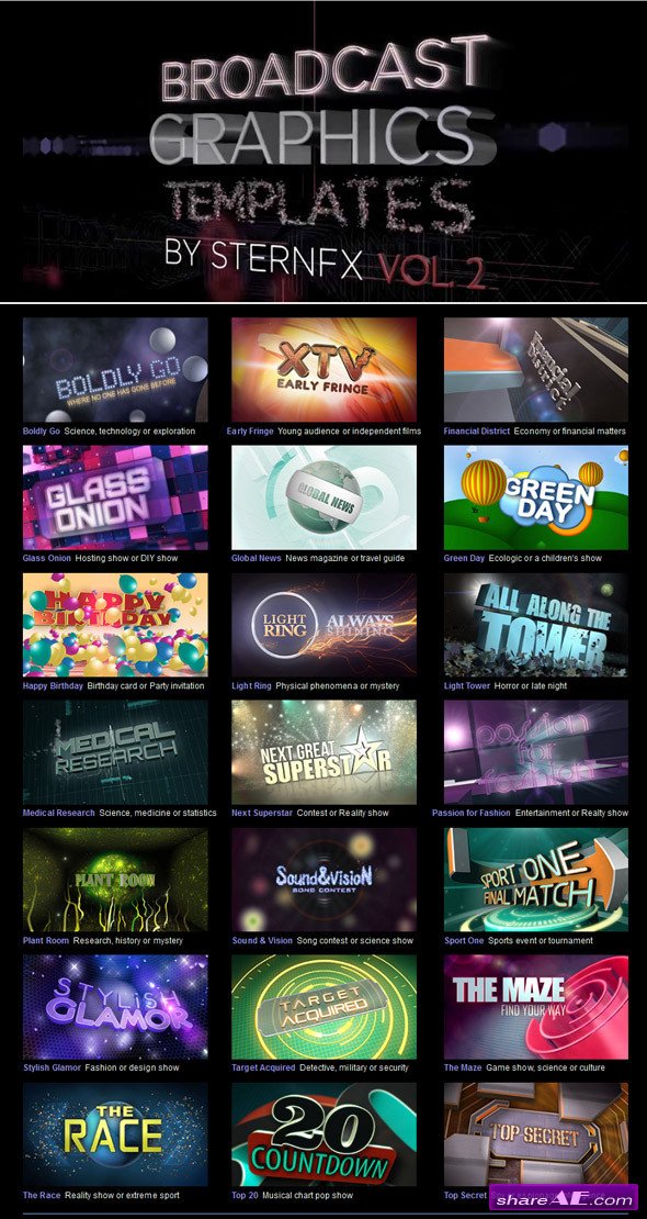 Broadcast Graphics Templates Vol. 2 After Effects Project » free