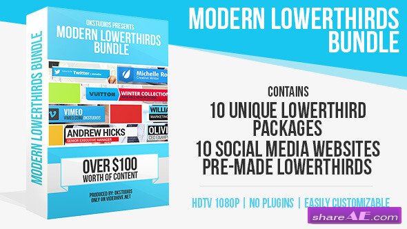 Modern Lower Thirds Bundle (10 in 1) - After Effects Project (Videohive)