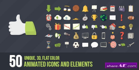 50 Animated 3D Icons for Explaner Video - After Effects Project (Videohive)