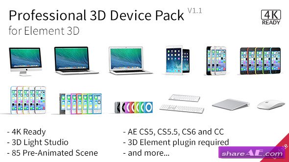 Professional 3D Device Pack for Element 3D - After Effects Project (Videohive)