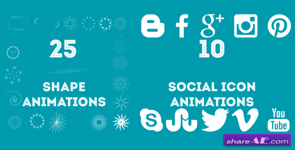 25 Shape and 10 Social Icon Animations - After Effects Project (Videohive)