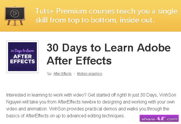 30 Days to Learn Adobe After Effects (TutsPlus.com)