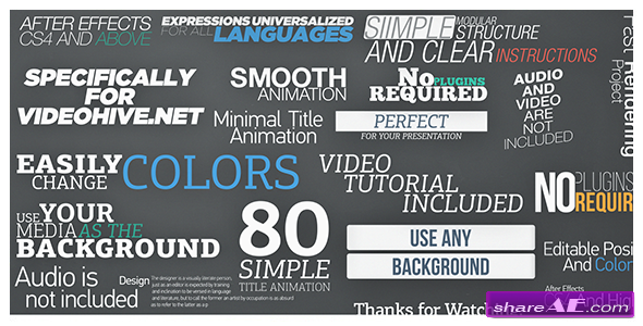 80 Simple Title Animations - After Effects Project (Videohive)