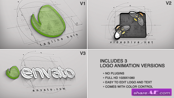 Videohive Architect Logo Reveal (3 versions) - After Effects Project 