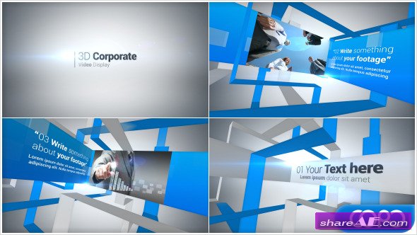 Videohive 3D Corporate Video Display - After Effects Project