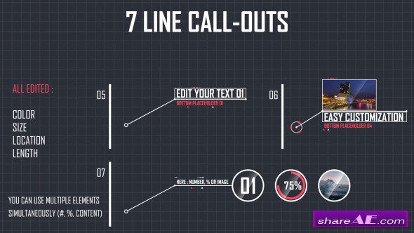 Videohive 7 Line Call-Outs - After Effects Project