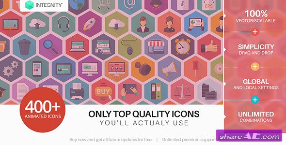 Videohive 444 Flat Icons - The Ultimate Icon Bundle - After Effects Templates