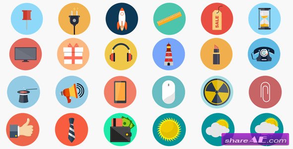 Flaticons Animated Flat Icon Library - Videohive