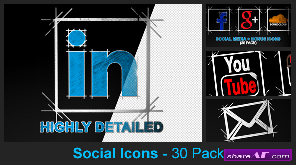 Social Media Icons - 30 Pack - Videohive