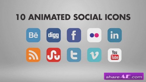 10 Animated Social Icons - After Effects Template (Bluefx)