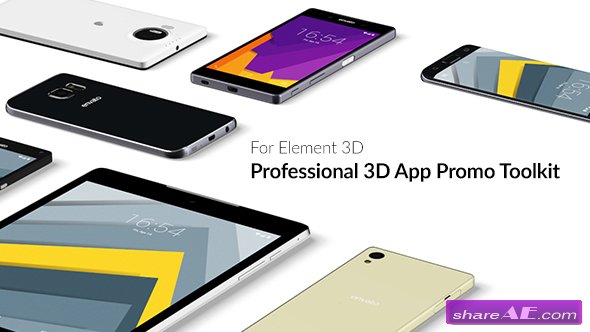 Videohive Professional 3D App Promo Toolkit for Element 3D