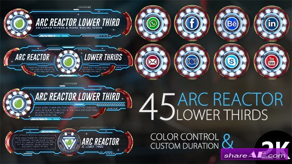 Videohive 45 Arc Reactor Lower Thirds