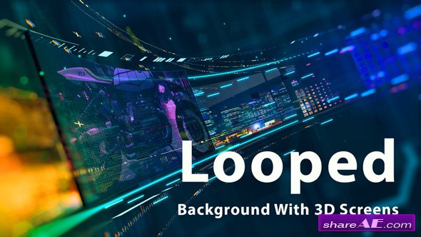 Videohive Looped Background With 3D Screens