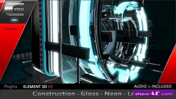 Videohive Construction Glass Neon Logo