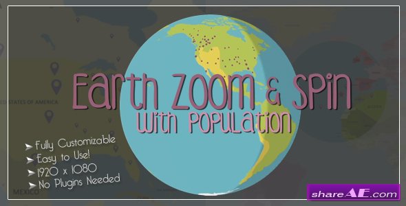 Videohive Earth Zoom and Spin with Population Template