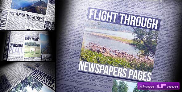 Videohive Flight Through Newspapers Pages