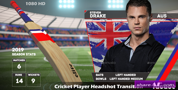 Videohive Cricket Player Headshot Transition