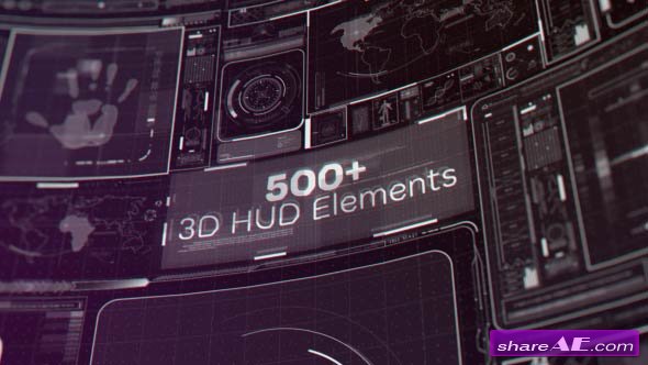 Videohive 500+ 3D HUD Elements