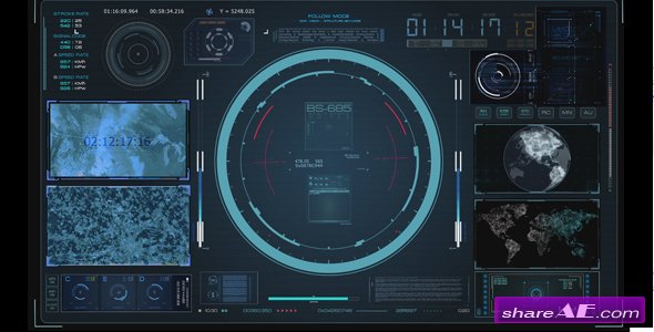 Videohive HUD Virtual Radar Hologram Interface System Cockpit - Motion Graphic