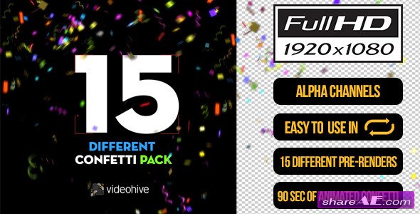 Videohive 15 Confetti Pack - Motion Graphic