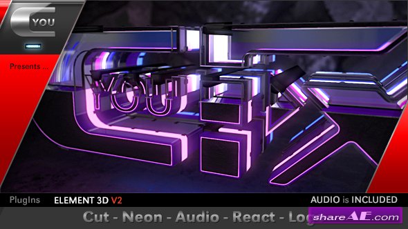 Videohive Cut Neon Audio React Logo