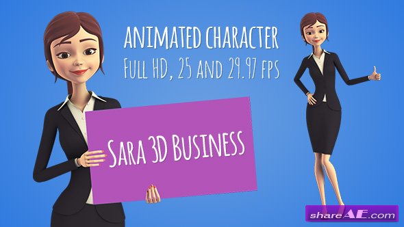 Videohive Sara 3D Character in Business Suit - Beautiful Woman Presenter/Manager