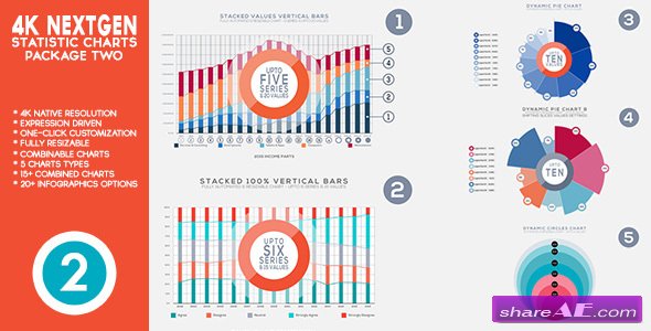 Videohive 4K NextGen Resizable Statistics Charts & Infographics Pack Two