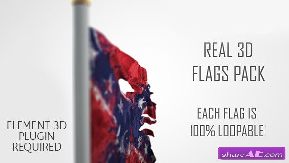 Real 3D Flags pack - After Effects Project (Videohive)