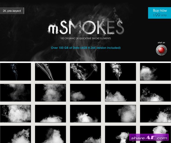 motionVFX - mSmokes: 100 Organic 2K smoke elements (H.264 version)