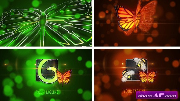 glowing butterfly logo reveal after effects template free download