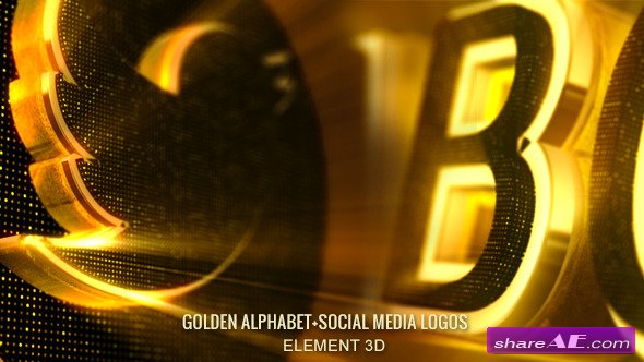 Alphabet 3d Gold-Abc & Social Media Icons - After Effects Project (Videohive)