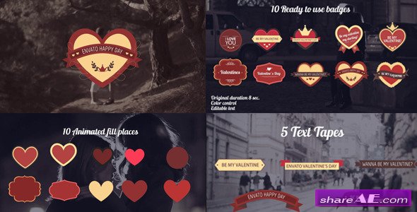 Videohive Valentine's Day Badges Package - After Effects Project 