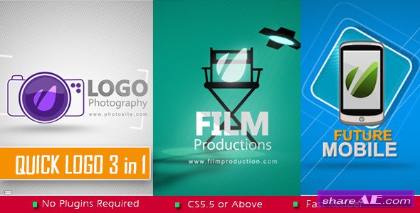 Videohive Quick Logo 3 in 1 - After Effects Project