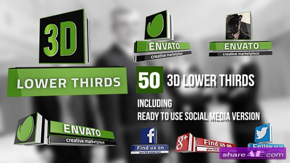 3D Lower Thirds (50 Items) - After Effects Projects (Videohive)