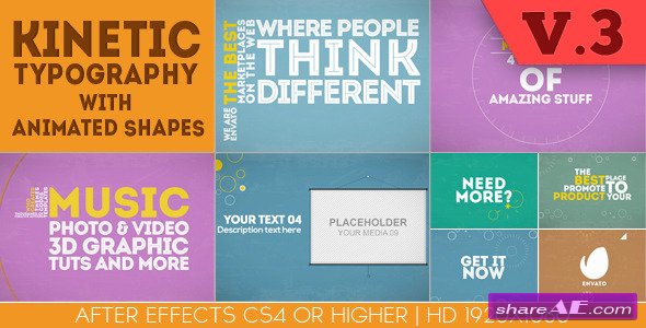 Kinetic Typography With Animated Shapes - After Effects Project (Videohive)