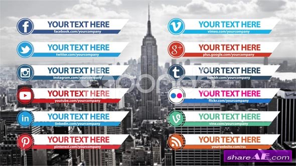 Clean Social Media Lower Thirds Pack - After Effects Templates (Pond5)