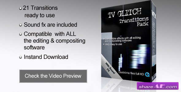 Tv Glitch Transitions - Motion Graphic (Videohive)