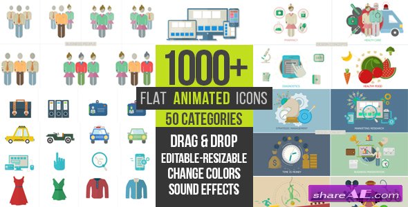 Videohive Flat Animated Icons 1000+
