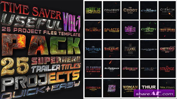 Videohive 25 SuperHero Trailer Titles Pack