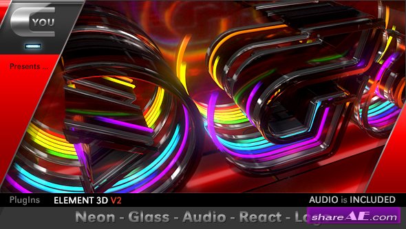 Videohive Neon Glass Audio React Logo
