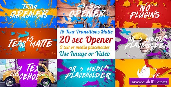 Videohive 15 Tear Transitions with Opener