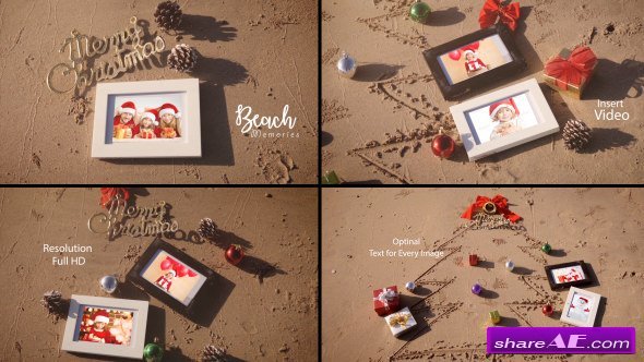 Videohive Christmas Photo Frame On Thee Beach