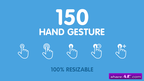 Videohive 150 Animated Hand Gestures