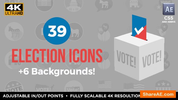 Videohive 39 Flat USA Election Icons